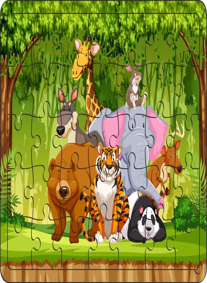 Craftick®Jungle Wild Animals Jigsaw Zoo Puzzle for Kids | Educational Toy for The Kids Age 3 and Above Fun and Challenging Puzzle Game for Focus,Memory |Return Gift - Image 2